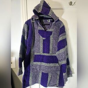 Mexport authentic Mexican woven Baja Hoodie/Pancho Mens Medium